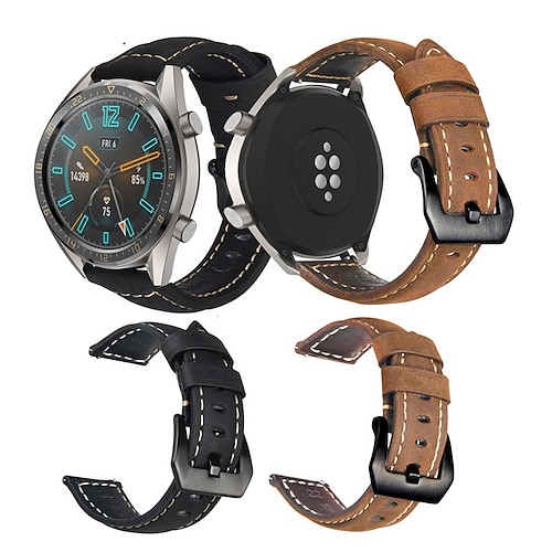 

Watch Band for Huawei GT Watch / GT 2 Pro / GT 46mm / GT 2 46mm / GT 46mm / GT Active / Watch 2 Pro / Honor Leather Loop / Modern Buckle / Business Band Quilted PU Leather Wrist Strap