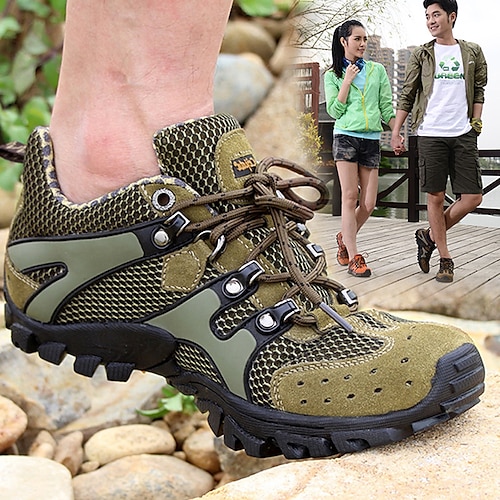 

Men's Hiking Shoes Mountaineer Shoes Pumps Breathable Wear Resistance Low-Top Hiking Running Suede Spring Summer Grey Khaki Brown / Round Toe