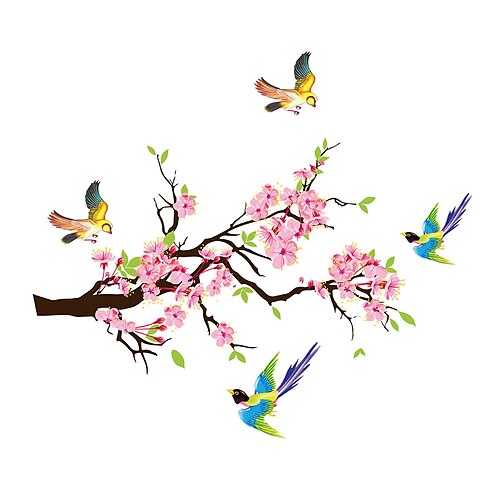 

Plum Blossoms Branches Magpies PVC Wall Sticker Poster Decals Home Decoration Wall Decal Wall Decoration 70X80 cm For Bedroom Living Room