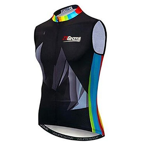 

21Grams Men's Cycling Jersey Cycling Vest Sleeveless Mountain Bike MTB Road Bike Cycling Black Blue Rainbow Bike Jersey Breathable Quick Dry Moisture Wicking Back Pocket Polyester Elastane Sports