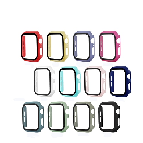 

For Apple iWatch Series 7 / SE / 6/5/4/3/2/1 Tempered Glass / PC Screen Protector Smart Watch Case Compatibility 38mm 40mm 42mm 44mm 41mm 45mm