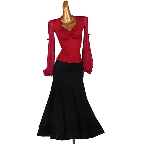 

Ballroom Dance Skirts Split Joint Women's Training Long Sleeve Natural Spandex