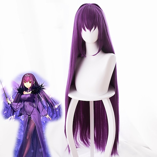 

Fate / Grand Order FGO Cosplay Wigs Women's Neat Bang 44 inch Heat Resistant Fiber Curly Purple Adults' Anime Wig