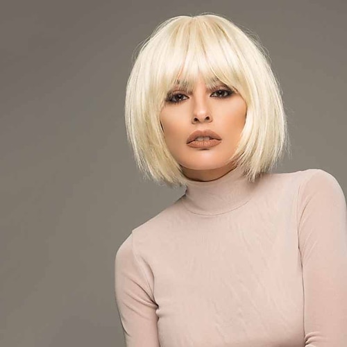 

Blonde Wigs for Women Synthetic Wig Straight Bob Wig Short Blonde Synthetic Hair 6 Inch Women's Fashionable Design Easy Dressing Sexy Lady Blonde