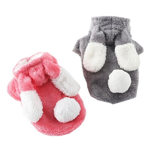 

Dog Costume Hoodie Solid Colored Rabbit Cosplay Cute Holiday Winter Dog Clothes Puppy Clothes Dog Outfits Warm Pink Gray Costume for Girl and Boy Dog Polyster XS S M L XL