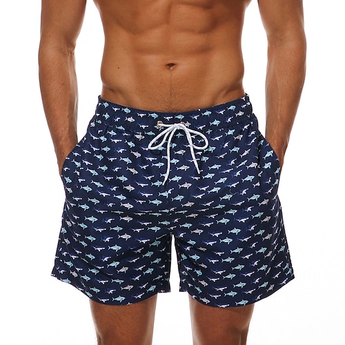 

Men's Swim Shorts Swim Trunks Board Shorts Bottoms Breathable Quick Dry Inelastic Drawstring With Pockets - Swimming Surfing Beach Water Sports Optical Illusion Printed Autumn / Fall Summer