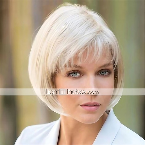 

Blonde Wigs for Women Synthetic Wig Curly Matte Bob Wig Short Creamy-White Synthetic Hair 6 Inch Women's Fashionable Design Easy Dressing White