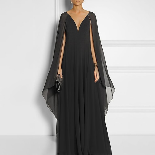 

Sheath / Column Minimalist Elegant Engagement Formal Evening Dress V Neck Sleeveless Court Train Chiffon with Pleats 2022