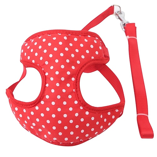 

Cat Dog Harness Leash Adjustable Portable Breathable Foldable Safety Polka Dot British Mesh Cotton Red Blue Coffee