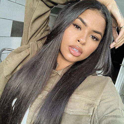 Remy Human Hair 4x4 Lace Front Wig Free Part Brazilian Hair Natural Straight Natural Wig 150% Density with Baby Hair Soft For Women's Long Very Long Human Hair Lace Wig ishow hair