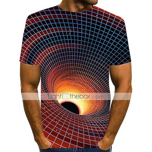 

Men's T shirt Tee Shirt Graphic Optical Illusion Abstract Round Neck Black Daily Short Sleeve Print Clothing Apparel Basic Exaggerated