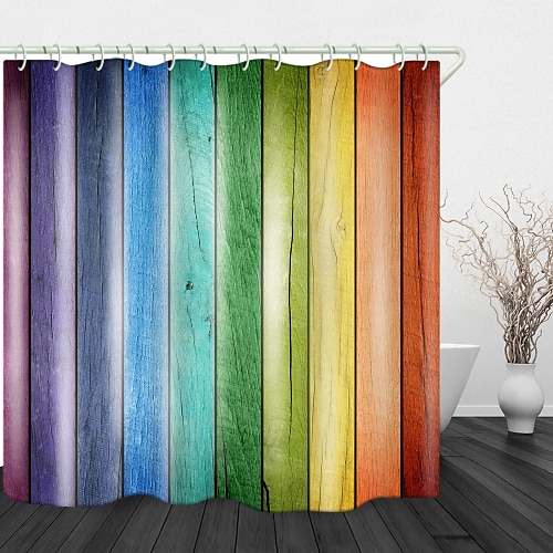 

Colorful Shower Curtain Fancy Wood Board Digital Print Waterproof Fabric Shower Curtain for Bathroom Home Decor Covered Bathtub Curtains Liner Includes with Hooks 70 Inch
