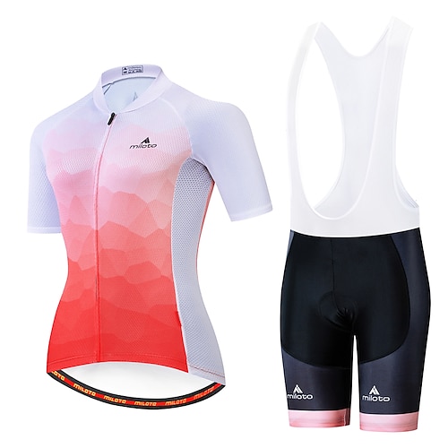 

Miloto Women's Short Sleeve Cycling Jersey with Bib Shorts Summer Rainbow LGBT Bike Clothing Suit Breathable Ultraviolet Resistant Back Pocket Sports Rainbow Mountain Bike MTB Road Bike Cycling