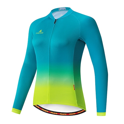 

Miloto Women's Long Sleeve Cycling Jersey Summer BlueGreen Rainbow LGBT Solid Color Bike Jersey Top Mountain Bike MTB Road Bike Cycling Breathable Ultraviolet Resistant Quick Dry Sports Clothing