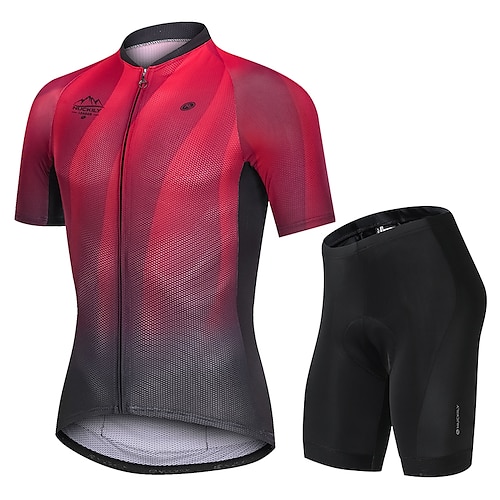 

Nuckily Men's Cycling Jersey with Shorts Short Sleeve Road Bike Cycling Black Red Gradient Stripes Bike Clothing Suit Back Pocket Lycra Sports Gradient Stripes Clothing Apparel