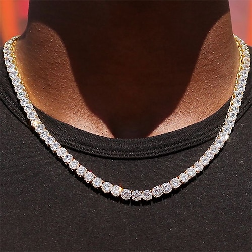 

1pc Chain Necklace Long Necklace For Men's Party Evening Masquerade Prom Alloy Tennis Chain Pave