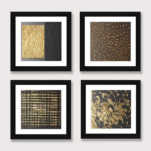 

4 Panel Wall Art Canvas Prints Painting Artwork Picture Gold Abstract Pattern Home Decoration Décor Stretched Frame Ready to Hang