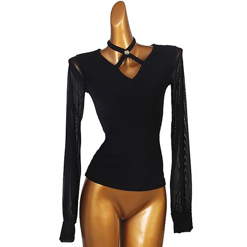 

Ballroom Dance Top Split Joint Women's Performance Long Sleeve Spandex