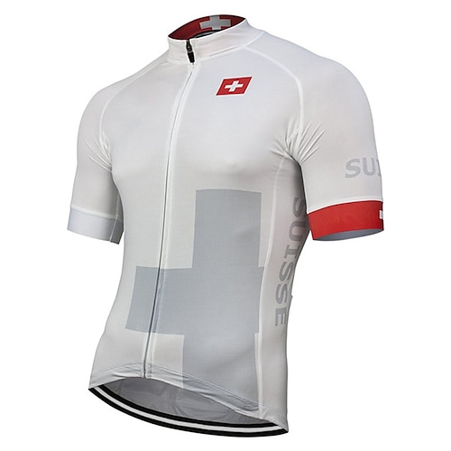 

21Grams Men's Cycling Jersey Short Sleeve Bike Jersey Top with 3 Rear Pockets Mountain Bike MTB Road Bike Cycling UV Resistant Breathable Quick Dry Reflective Strips GrayWhite Switzerland Denmark