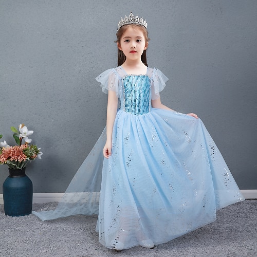 

Frozen Frozen Princess Dress Girls' Movie Cosplay Christmas Purple Rosy Pink Blue Dress Christmas World Book Day Costumes