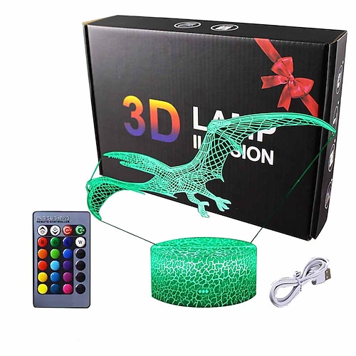 

dinosauro giocattoli 3d luce notturna 16 colori che cambiano illusione lampada da tavolo con telecomando dimmerabile lampada da notte per bambini ragazzi ragazze regalo decorazione interna camera da