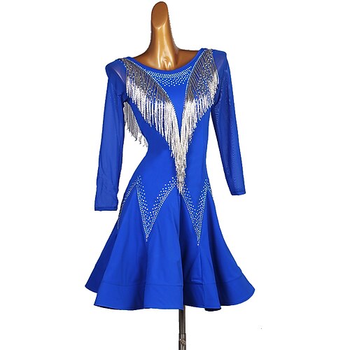 

Latin Dance Dress Crystals / Rhinestones Women's Performance Long Sleeve Spandex