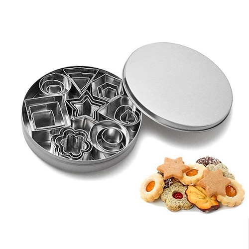

24pcs/set Stainless Steel Cookie Cutters Star Heart Flower Round Shape Biscuit Molds Fondant Clay Cutters Baking Molds
