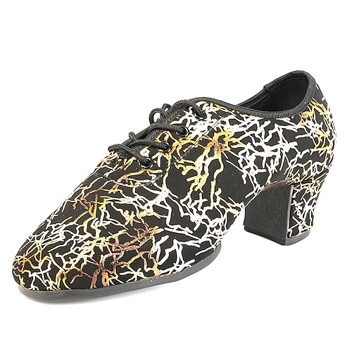 

Women's Latin Shoes Practice Trainning Dance Shoes Training Performance Practice Lace Up Pattern / Print Heel Pattern / Print Cuban Heel Yellow Red