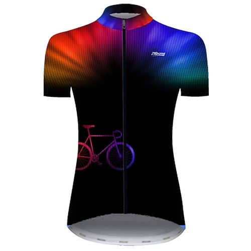 

21Grams Women's Cycling Jersey Short Sleeve Bike Jersey Top with 3 Rear Pockets Mountain Bike MTB Road Bike Cycling Cycling Breathable Ultraviolet Resistant Quick Dry Black Red Gradient 3D Polyester