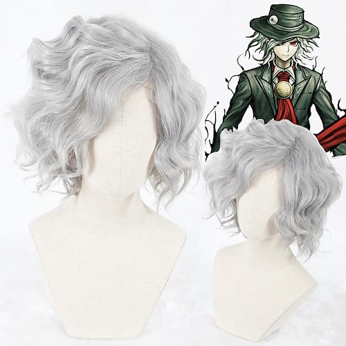 

Cosplay Wig Cosplay Wig Edmond Dantes Gankutsuou Fate / Stay Night Curly Cosplay Asymmetrical Wig Short Grey Synthetic Hair 14 inch Men's Anime Cosplay Gray