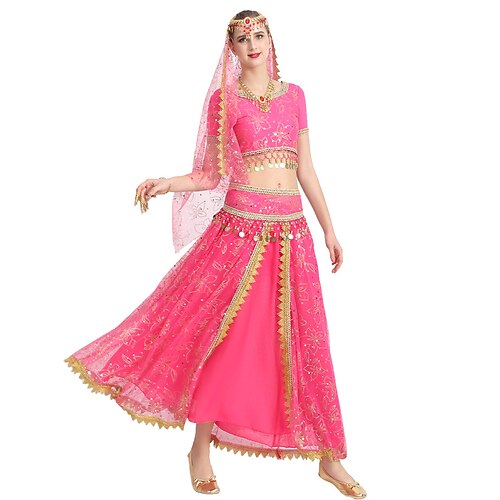 

Belly Dance Skirts Lace Women's Training Performance Short Sleeve Natural Polyester