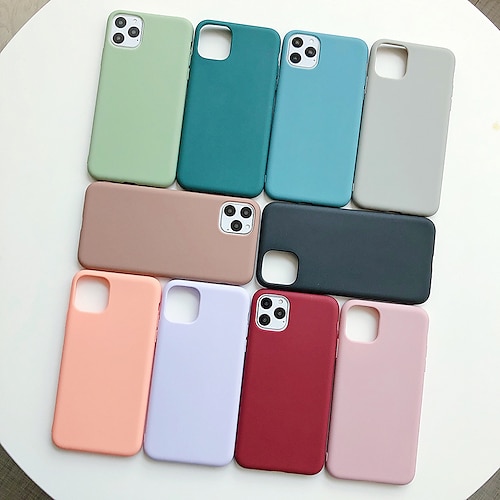 

téléphone Coque Pour Apple Coque Arriere Silicone iPhone 13 12 11 Pro Max Mini X XR XS Max 8 7 Plus Dépoli Antichoc Couleur Pleine TPU Silicone