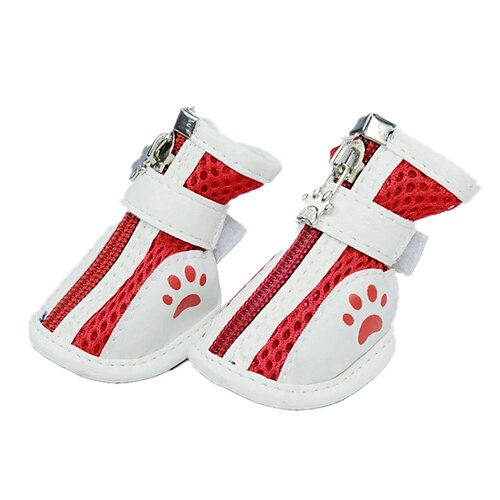 Dog Boots / Shoes Christmas Solid Colored For Pets PU Leather Red / Winter