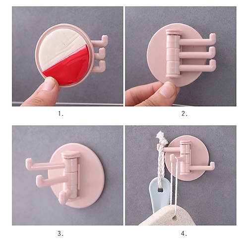 

5 Pcs Seamless Adhesive Hook Rotatable Strong Bearing Stick Hook Kitchen Bathroom Wall Rack Towel Sundries Storage Rack Tools