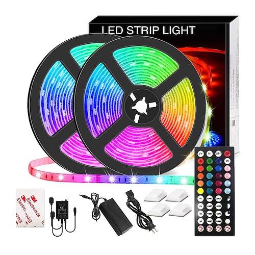 

LED Strip Lights Music Sync Waterproof 10M RGB LED Light Strip for Room Lighting SMD 5050 Color Changing Tape Lights kit with LED Controller Flexible Waterproof LED Strip for Home Kitchen