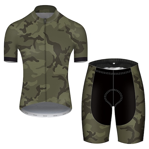 

21Grams Men's Cycling Jersey with Shorts Short Sleeve Mountain Bike MTB Road Bike Cycling Camouflage Patchwork Camo / Camouflage Bike Clothing Suit 3D Pad Breathable Ultraviolet Resistant Quick Dry