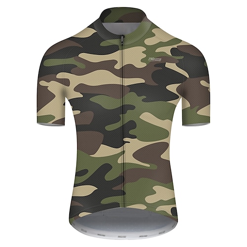 

21Grams Men's Cycling Jersey Short Sleeve Bike Jersey Top with 3 Rear Pockets Mountain Bike MTB Road Bike Cycling Cycling Breathable Ultraviolet Resistant Quick Dry Camouflage Patchwork Camo
