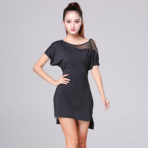 

Latin Dance Dress Lace Women's Training Daily Wear Short Sleeve Natural Milk Fiber