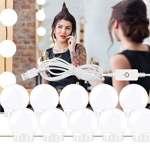 

1set LED Makeup Mirror Light Vanity LED Light Bulbs Cosmetic Lighted Make up Mirrors Bulb Bright Lights Wall Lamp for Dressing Table
