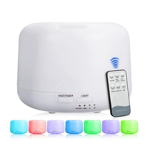

1pcs 500ml Remote Control Essential Oil Aroma Diffuser Ultrasonic Electric Aromatherapy Air Humidifier With 7 Color LED Lights For Home