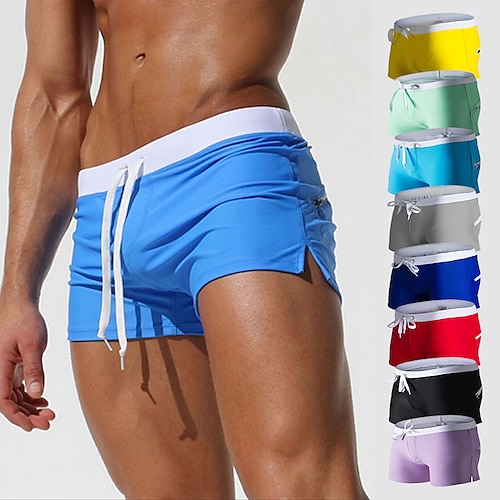 

Men's Swim Shorts Swim Trunks Lycra Board Shorts Bottoms Quick Dry Stretchy Stretchy Drawstring Zipper Pocket - Swimming Surfing Beach Water Sports Patchwork Autumn / Fall Spring Summer