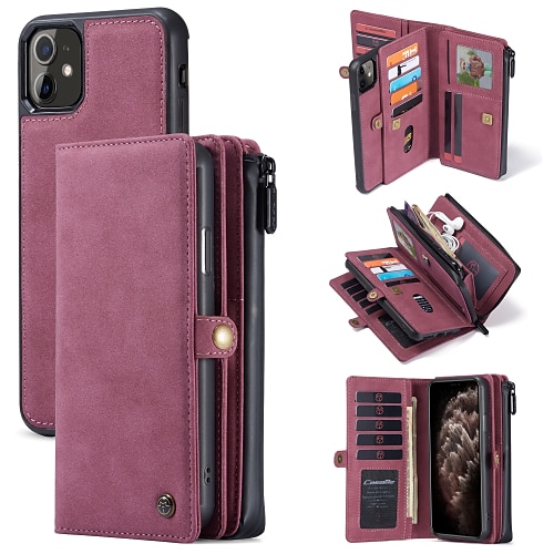 

telefone Capinha Para Apple Capa para Cartão Wallet iPhone 13 Pro Max 12 11 SE 2022 X XR XS Max 8 7 Com Suporte Virar Proteção de corpo inteiro Cor Sólida TPU Couro PU