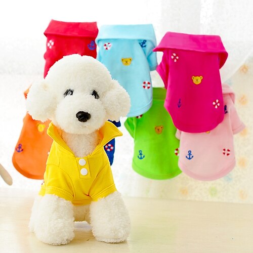 

Dog Cat Pets Shirt / T-Shirt T-shirts Puppy Clothes Solid Colored Patterned Quotes Sayings Simple Style Casual / Sporty Dog Clothes Puppy Clothes Dog Outfits Yellow Red Blue Costume for Girl and