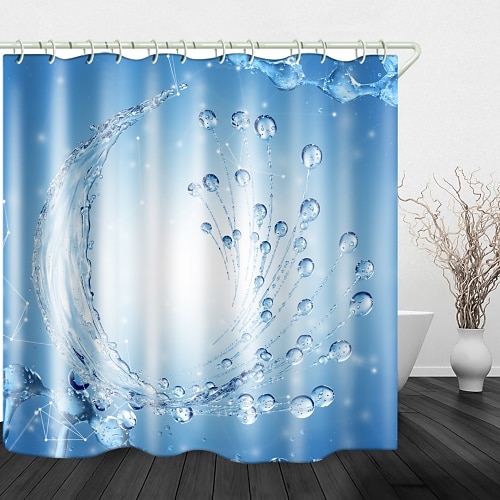 

Shower Curtain With Hooks Suitable For Separate Wet And Dry Zone Divide Bathroom Shower Curtain Waterproof Oil-proof Covered Bathtub Curtains Liner Water Drops 70in