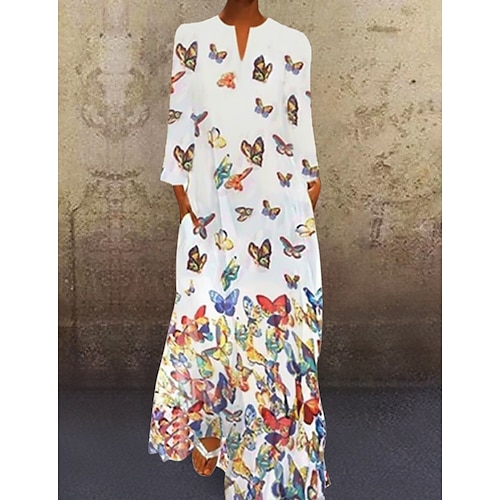 

Women's Shift Dress Long Dress Maxi Dress Pink Yellow Light Blue Long Sleeve Fall Spring Hot Winter Dress Fall Dress Loose Fit S M L XL XXL 3XL 4XL 5XL