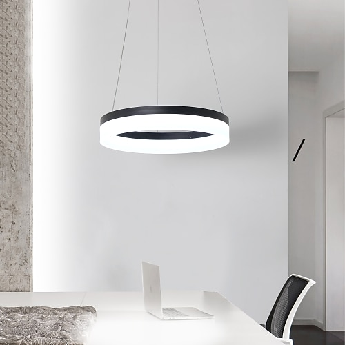 

LED 20W Modern Led Pendant Light Round Ceiling Hanging Suspension Fixture Aluminium Acrylic 16 Inches with Warm White White Dimmable with Remote WIFI Smart Works with Google Home Alexa