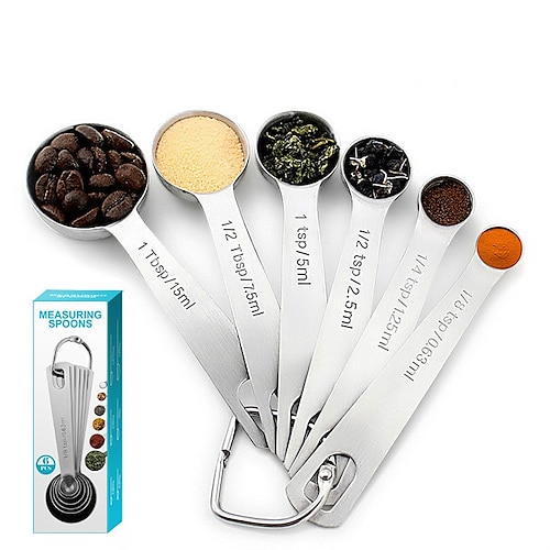 

6Pcs Stainless Steel Measuring Spoons Set for Baking Cooking