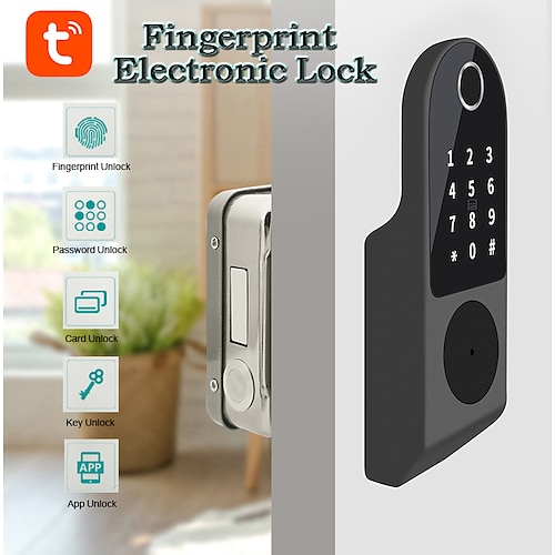 

WAFU No Wiring Outdoor Fingerprint Rim Lock Smart Card Digital Code Electronic Door Lock For Home Security Mortise Lock with tuya (WF-014C)