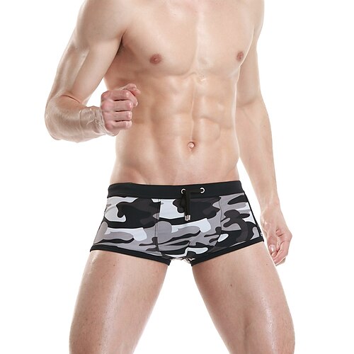 

SEOBEAN Men's Swim Shorts Swim Trunks Elastane Board Shorts Bottoms Breathable Quick Dry Stretchy Drawstring - Swimming Surfing Beach Water Sports Camo / Camouflage Summer