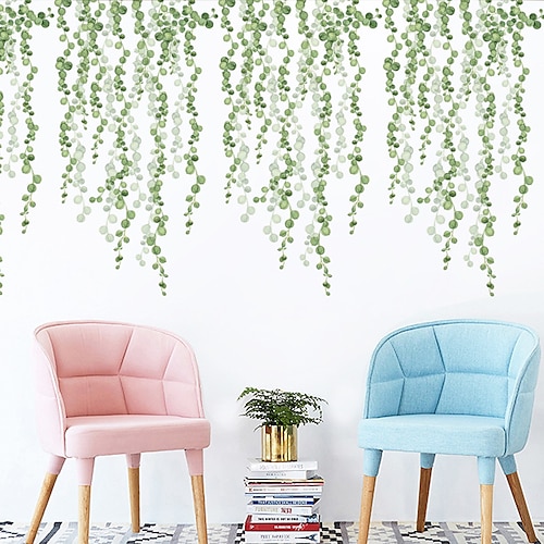 

Hazy Green Leaves Botanical PVC Wall Stickers Home Decoration Wall Decal Wall Decoration 2PC 90X30cm For Bedroom Living Room